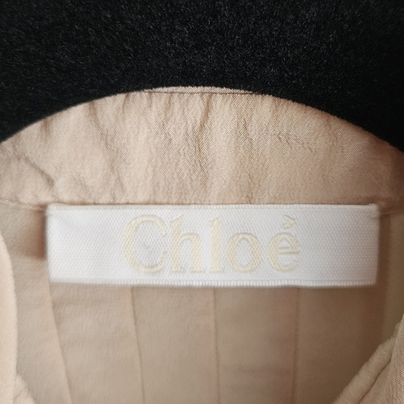 Chloe Sandy Biege Women's Button-down  Flowy Silk Blouse size XS (US 2, FR 34) - Picture 4 of 6